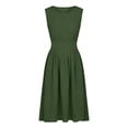 thumbnail image 3 of LIaqionyy Women Dress Sleeveless Crew Neck Casual Outfits Cotton Linen Midi Elegant Dresses Vacation Summer Sundress, 3 of 8
