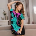thumbnail image 3 of Easygdp Rex Dinosaur With Sunglasses Camisón de manga corta para mujer, informal, estampado, 3 of 6