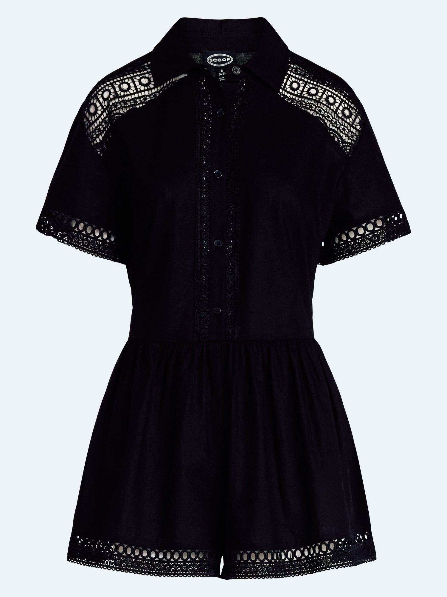 Scoop Women's Crochet Romper, Sizes XS-4XL