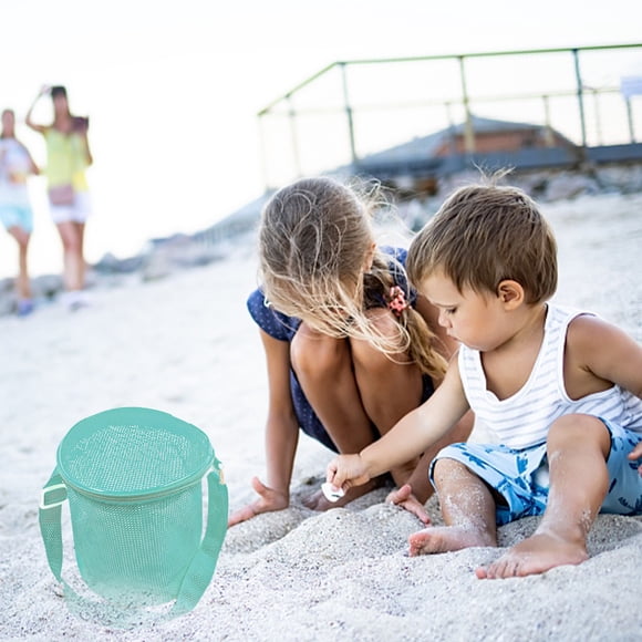 Fiudx Bolsa de Playa de Malla, Diseño Ligero y Portátil, Nailon de Secado Rápido, Drenaje de Arena y Agua, Organizador de Juguetes de Playa para Exteriores, Almacenamiento Multiusos, Tamaño 15 X 15 X