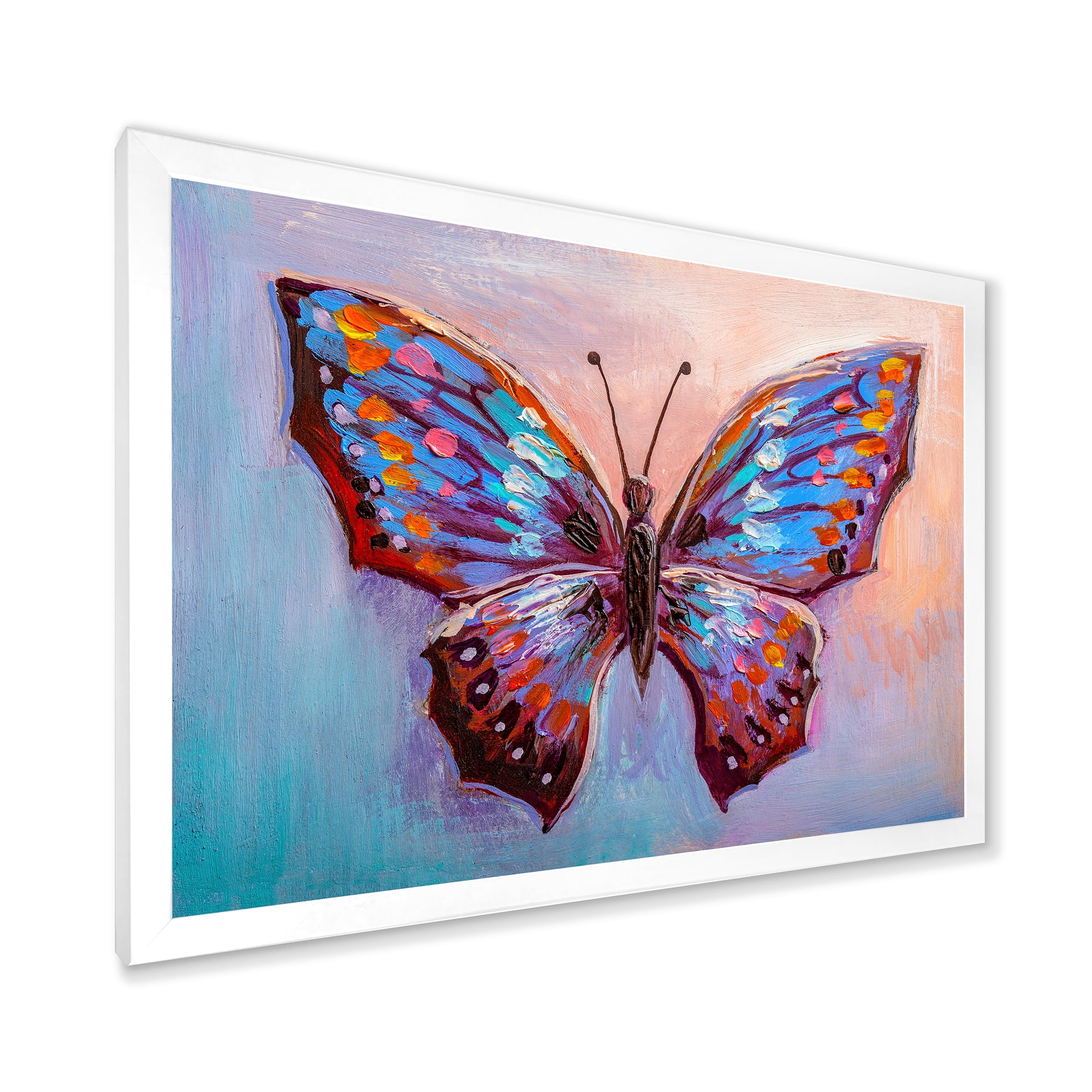 Designart 'Ancient Blue Butterfly II' Modern Framed Art Print