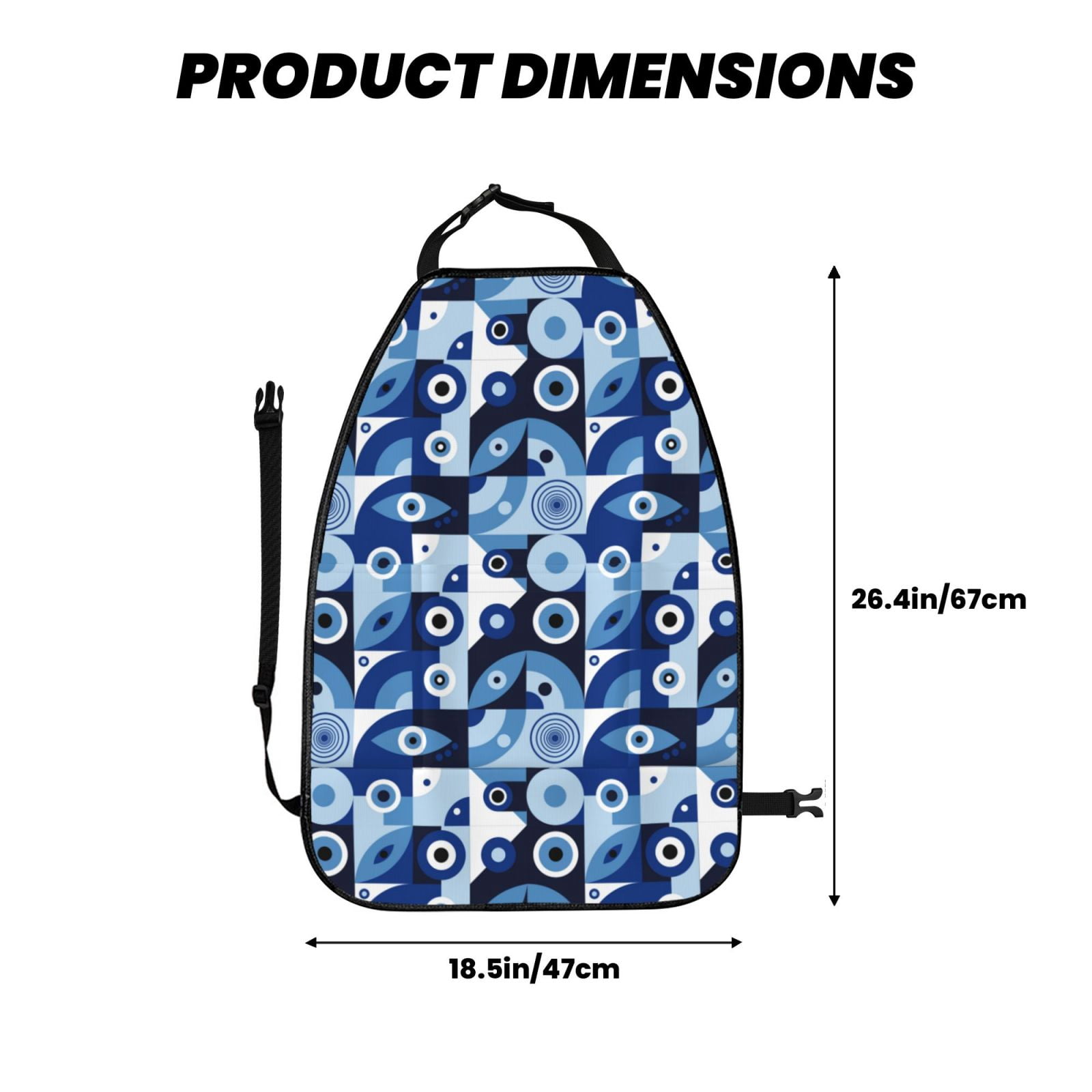 Kdxio Evil Eye Print 2 Pack Car Kick Mat Seat Cover Back Protector Mat with Pockets for Organizer Backseat Protector and Storage Anti Kick Pad for Vehicles