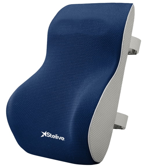 Stelive Ergonomic Back Cushion Lumbar Support Cushion Memory Foam Back Support Orthopedic Backrest Support Pillow with Breathable Cover & Adjustable Straps