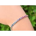 thumbnail image 2 of 925 Silver Rainbow Lab Sapphire Tennis Bracelet,Silver rainbow sapphire tennis bracelet,Ombre Bracelet For Women Valentine Gift For Her, 2 of 3