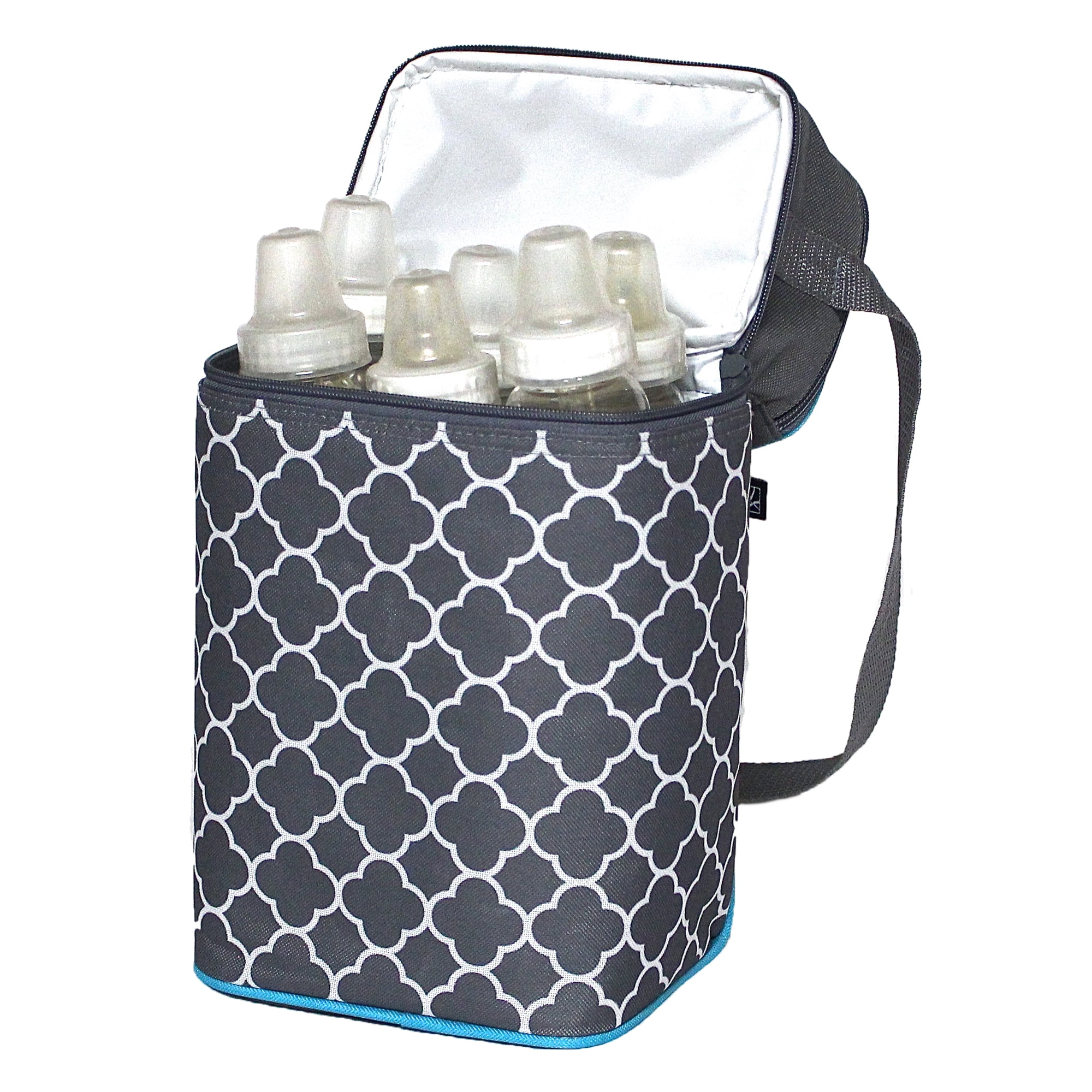 LUXJA Breastmilk Cooler Bag (Hold Four 5 Ounce Breastmilk Bottles),  Leakproof Breast Milk Cooler for 4 or 5 Ounce Bottles (Bag Only), Gray