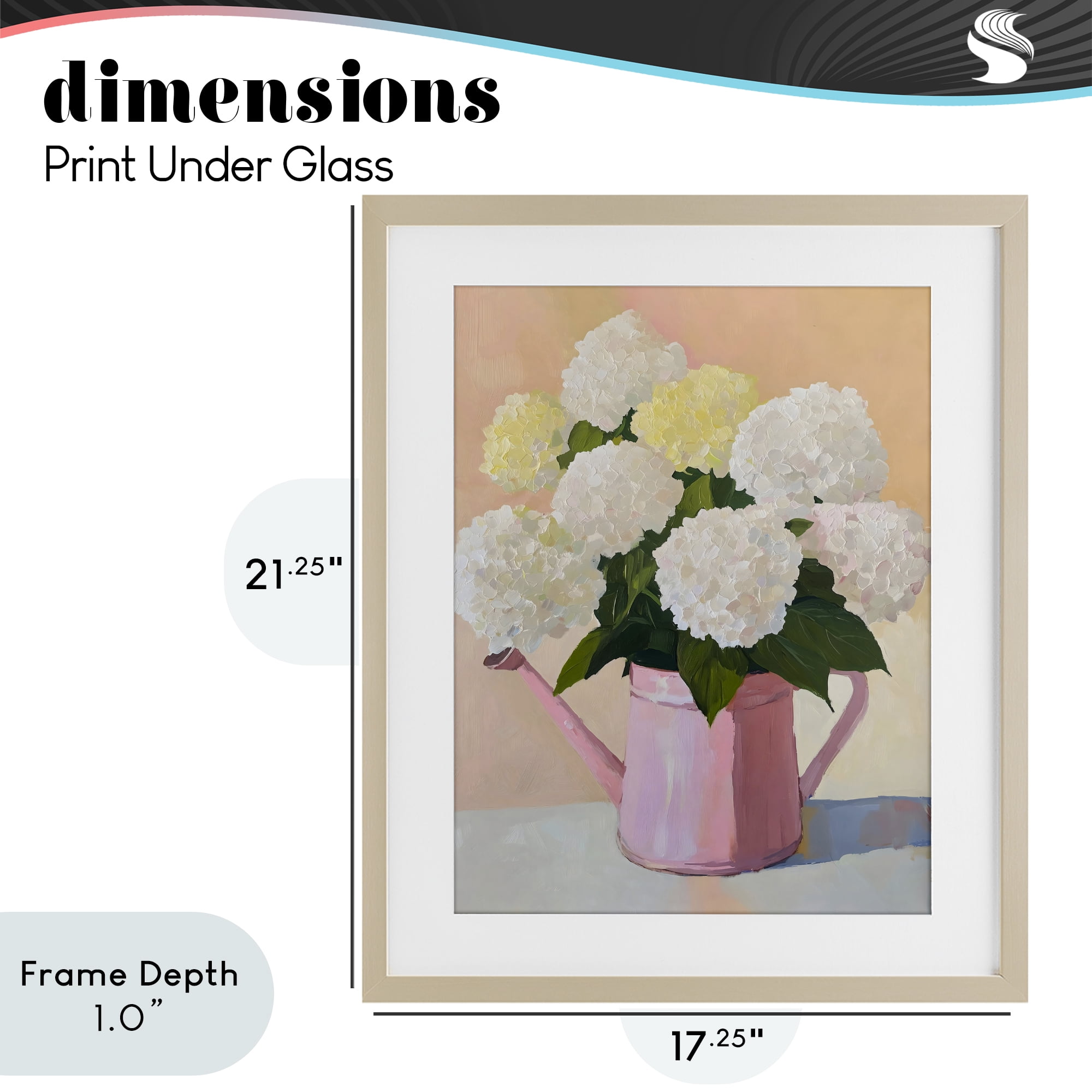 Stupell Industries Hydrangeas in Watering Can Birch Framed Print Under Glass, design by The Prints Vibe