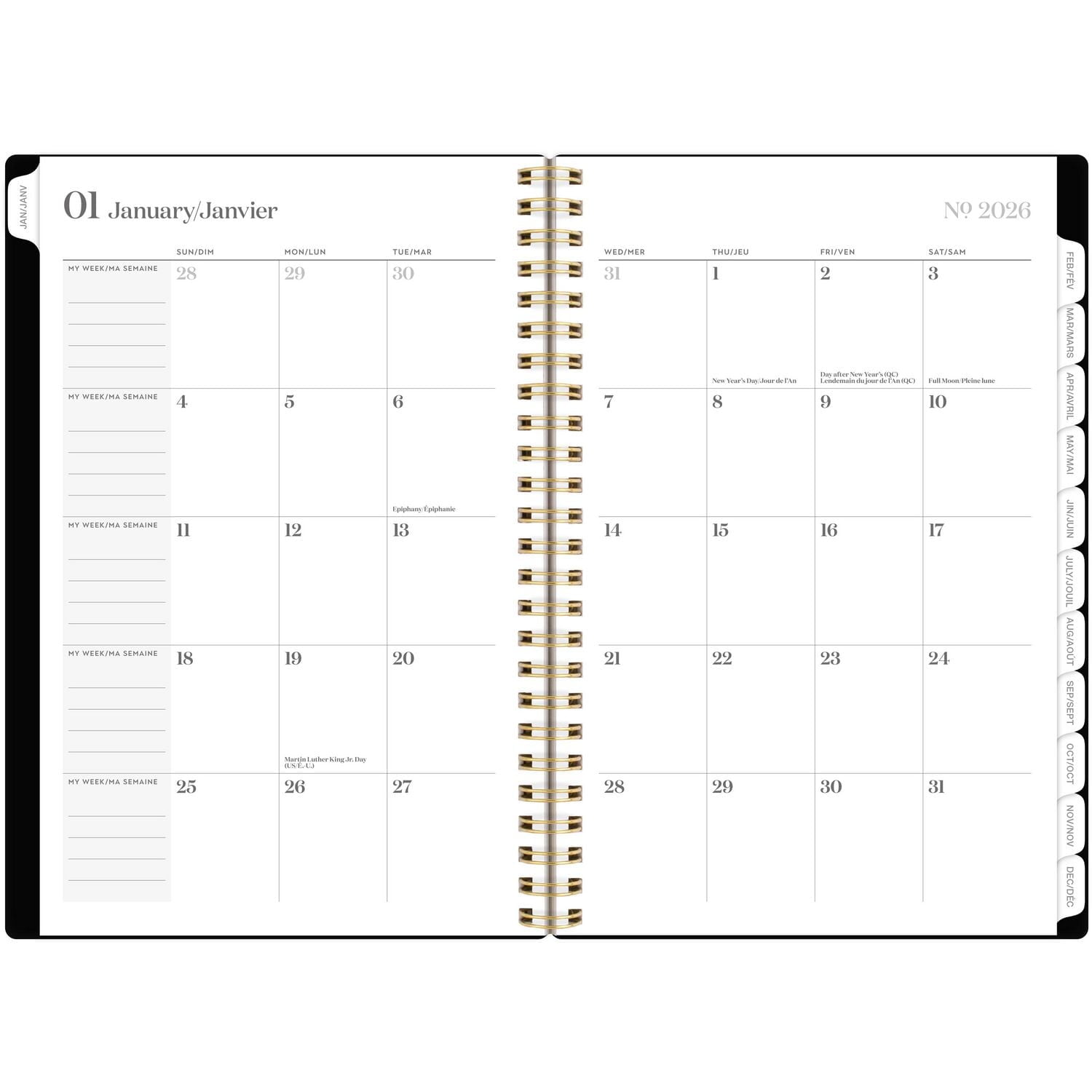 Agenda hebdomadaire Cambridge Workstyle Classic Black 2026 Agenda