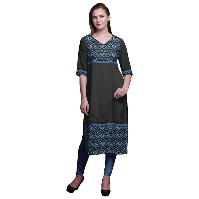 Bimba Tuniques Droites pour Femmes Kurta Imprimée Tenue d'Été Kurti pour Dames