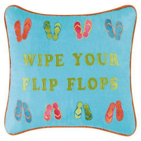 "Wipe Your Flip Flops" Cotton Blend Mini Accent Pillow 12" x 16