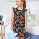 thumbnail image 4 of Balery Colorful Pineapples1 Camisón de princesa para niñas, pijama de algodón con mangas abullonadas, suave y bonito.-X-Large, 4 of 6