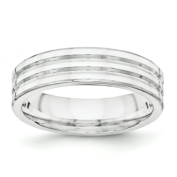 SS 6mm Polished Fancy Band Size 12
