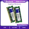 thumbnail image 1 of Memoria Ram DDR2 2GB 4GB PC2-6400S 800MHz PC2-5300S 667MHZ 200PIN 1.8V Non-ECC SO-DIMM Desktop Laptop Memory CL5 Dual Channel DDR2 2GB 667MHZ, 1 of 5