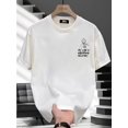 thumbnail image 1 of Men's Loose Fit Cotton Graphic T-Shirt - Summer Casual Short Sleeve Tee with "Made in 1983" Print, White, Versatile for Casual Attire, Leisure Clothing | Minimalist Sketch Design | Breathable Fabric, 1 of 9