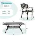 thumbnail image 3 of MEETWARM 7 Piece Outdoor Patio Dining Set for 6 Seater Dining Table Set, All-Weather Cast Aluminum Patio Conversation Set for Garden with 6 Chairs, 1 Rectangular Table, 2" Umbrella Hole, Dark Bronze, 3 of 7
