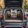 thumbnail image 3 of KUIFORTI Boho Car Trunk Organizer Oxford Cloth, Mandala Flower Car Storage Organizer (37.01"*11.8") Portable Car Storage Bag with 4 Pocekt, Hanging Car Organizer for SUV/MPV/Truck, Machine Washable, 3 of 6