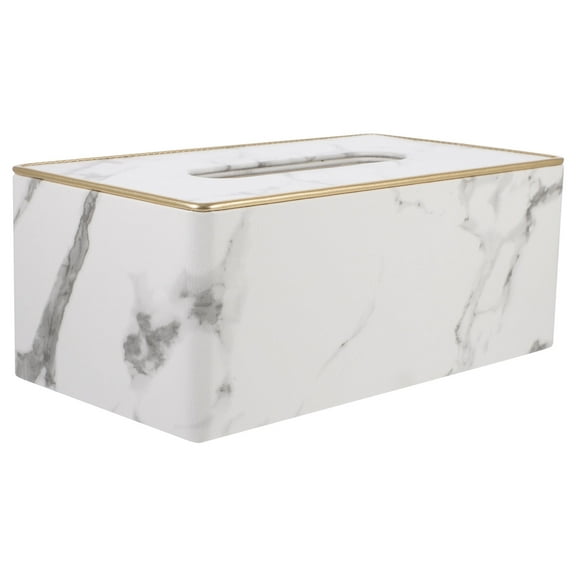 Paper Container Marble Tissue Box Fine Nordic Tissue Box Leather Density Plate Office White 25.5X14X10CM
