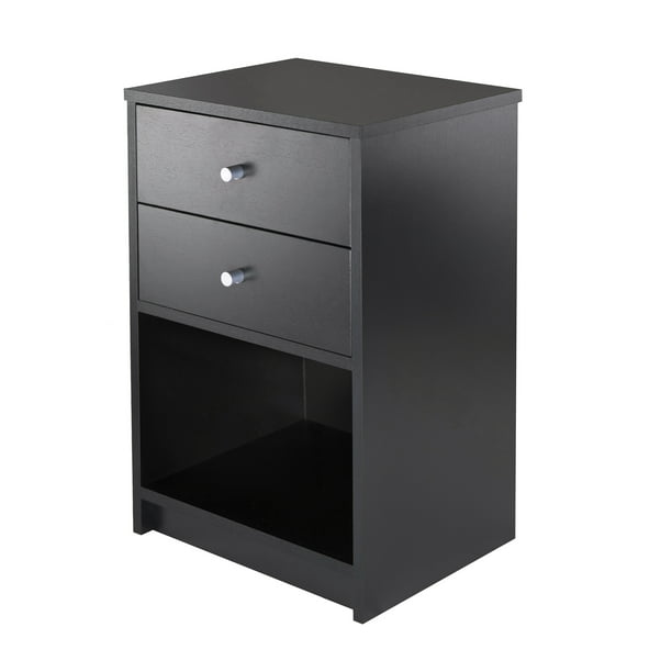 Winsome Wood Ava 2 Drawer Accent Table Nightstand Black Finish Com - What To Clean Black Furniture With