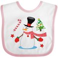 thumbnail image 3 of Inktastic Top Hat Snowman with Christmas Tree and Candy Cane Boys or Girls Baby Bib, 3 of 4