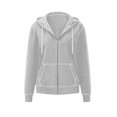 thumbnail image 4 of Women Full Zip Contrast Stitch Hooded Jacket Long Sleeve Hoodie with Pocket for Daily Casual Outdoor Size M, 4 of 8
