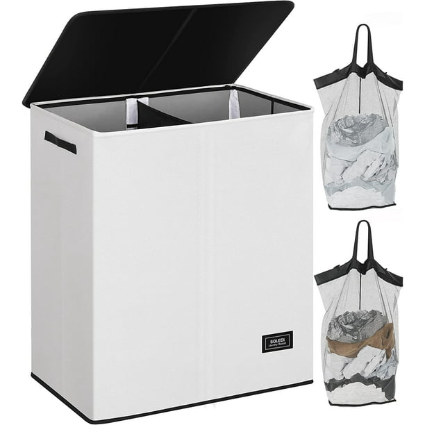 Soledi Double Laundry Hamper with Lid and 2 Bags, 145L Large Tall ...