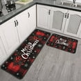 thumbnail image 3 of 2 Piece Christmas Plaid Kitchen Rug Sets Colorful Balls Pine Trees Snowflake Kitchen Mats for Floor Absobent Kitchen Rugs and Matsfor Bathroom Room (47x17+30x17 Inches), 3 of 7