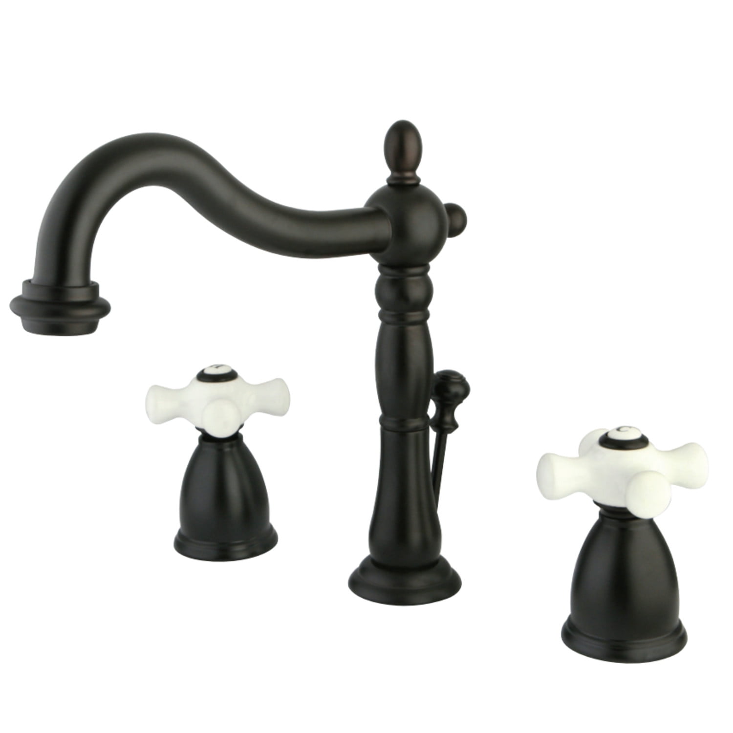 Kingston Brass KB1975PX Heritage Widespread Bathroom Faucet with Plastic Pop-Up, Oil Rubbed Bronze