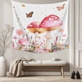 thumbnail image 5 of Pink Mushroom Tapestry for Bedroom Wall Hanging Tapestry, Botanical Floral Spring Summer Ceiling Backdrop Tapestries Poster Blanket Wall Decor for Teens Room Living Room Dorm 59" x 90", 5 of 8