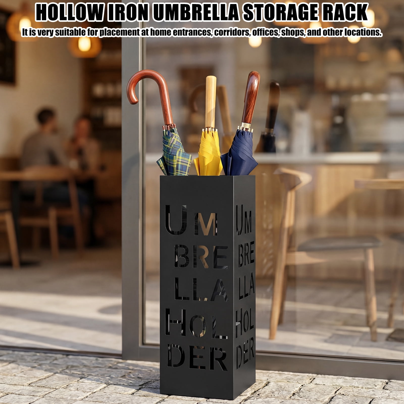 Toorise Slim Umbrella Stand Metal 19.5x6.1x6.1 Inch Freestanding Hollow Holder for Entryway Hallway Office Rustproof Space Saving Umbrella Rack