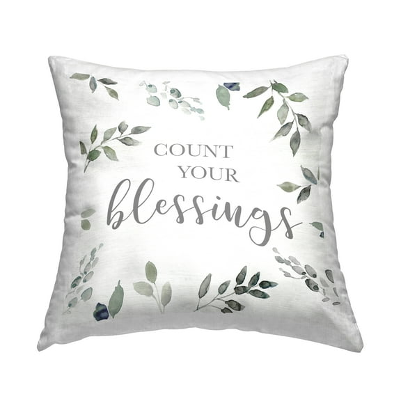 Stupell Industries Botanical Count Your Blessings Decorative Printed Throw Pillow Design by Carol Robinson.