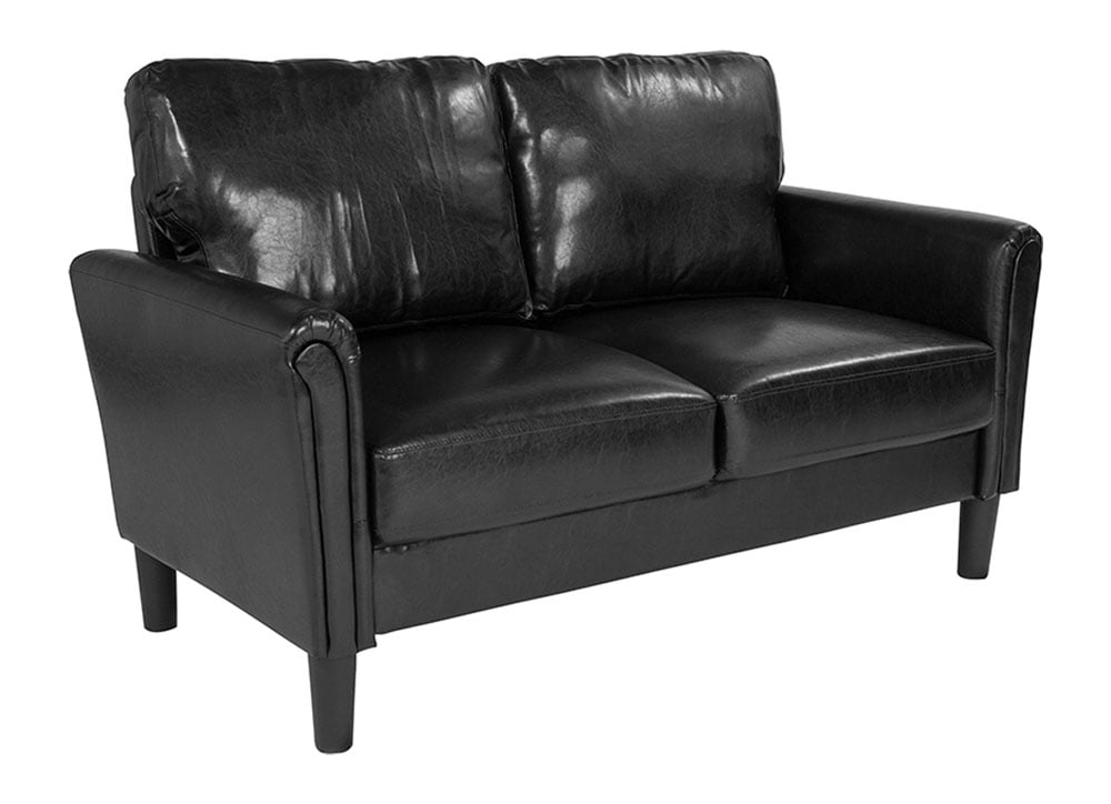 CoSoTower Upholstered Loveseat In Black Leather