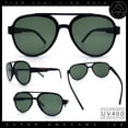 thumbnail image 2 of Mens Unique Metal Flex Hinge Round Fashion Racer Plastic Sunglasses Black - Green, 2 of 8