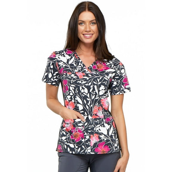 Cherokee Flexibles Women's Scrubs Top V-Neck Knit Panel CK624