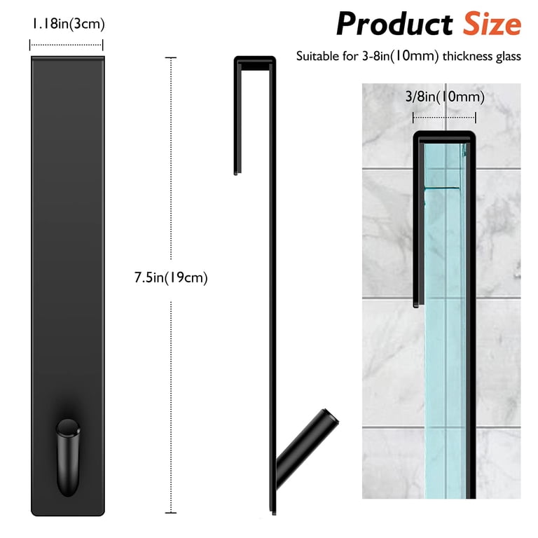 7-Inch Over Door Towel Hooks – Stainless Steel Shower Accessories, 2-Pack, For Frameless Glass Doors (up To 0.47" Thick)