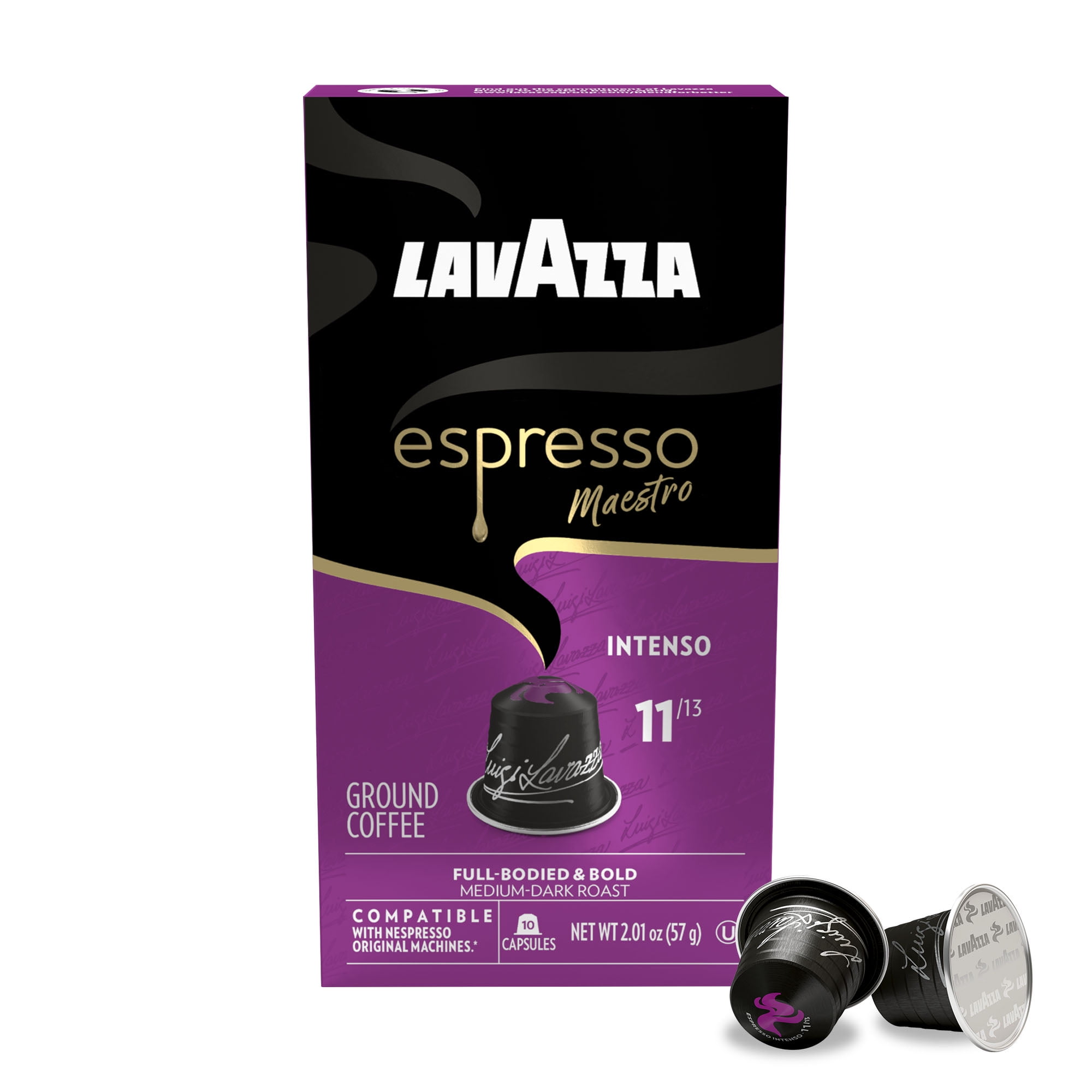 Lavazza Espresso Intenso Medium-Dark Roast Aluminum Capsules Compatible with Nespresso Original Machines (Pack of 60)