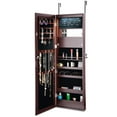 thumbnail image 4 of Patiojoy Lockable Armoire Dressing Organizer Wall Door Mounted Mirrored Jewelry Cabinet  w/ LED Lights Coffee, 4 of 9