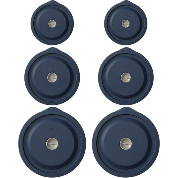 Replacement Lids for Pyrex 7200-PC 2 Cup and 7201-PC 4 Cup and 7402-PC 6/7 Cup, Silicone Round Storage Cover Lid for Anchor Hocking Glass Bowl 6 Pack Dark Blue