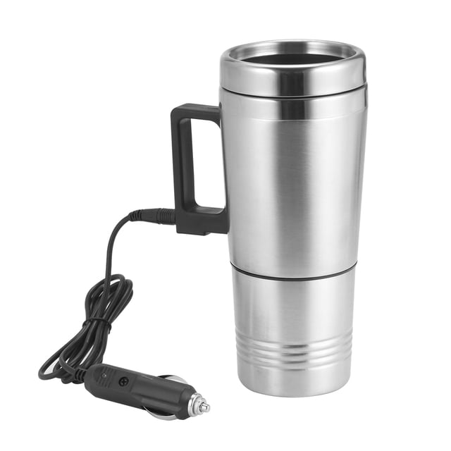 Hervidor De Taza De Acero Inoxidable De 12V Y 500Ml, Taza De Café De Viaje, Hervidor Eléctrico Portátil Para Mantener El Agua Del Coche Con Cable Para Encendedor De Cigarros Methold VI003876-00