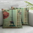 thumbnail image 3 of Fenyluxe Paris Travel Throw Pillow Cover Vintage Paris City with Bicycle Car Flowers Butterfly Decorative Square Pillow Case for Home Bedroom Living Room Cushion Cover White, 3 of 5