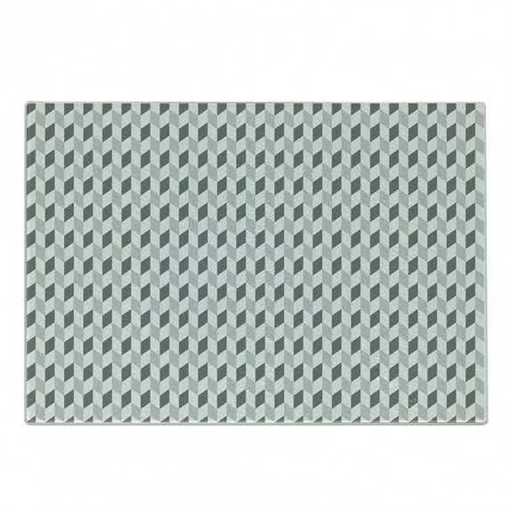 Geometric Cutting Board, Zig Zag Herrigbone Pattern Vertical Diagonal Short Stripes Chevron Simplistic, Decorative Tempered Glass Cutting and Serving Board, Small Size, Black White, by Ambesonne