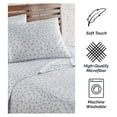 thumbnail image 4 of Geometric Maze Collection, 4-Piece King Size Fitted Sheet and Pillow Cases and Flat Sheet, 14-Inch White King Size Sheets Deep Pocket Set, White Sheets with Blue Pattern, 4 of 7