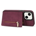 thumbnail image 3 of SaniMore for iPhone 14 Plus 6.7" 2022 Back Case with Zipper Card Pokcet Flip Wallet/Kickstand Shock Absorption Anti-fall Retro PU Leather Wear-resistant Shell For iPhone 14 Plus, Winered, 3 of 9