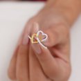thumbnail image 3 of 0.50 CT Moissanite Twin Heart Interlock Ring (D-VS1 Quality), 18K Yellow Gold, US 7.75, 3 of 7