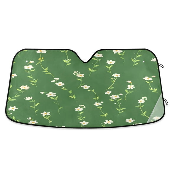 ALAZA Floral on Green Windshield Sun Shade Car Foldable Sun Visor Block UV Rays Protector 55"x27.6"
