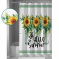 thumbnail image 3 of Small Stall Shower Curtain 48x72 Inch Narrow Half Size Hello Summer Bath Curtains Bathroom Decor Sunflowers Botanical Green Striped Waterproof Fabric Shower Curtain Set with Hooks 48 Inch, 3 of 6