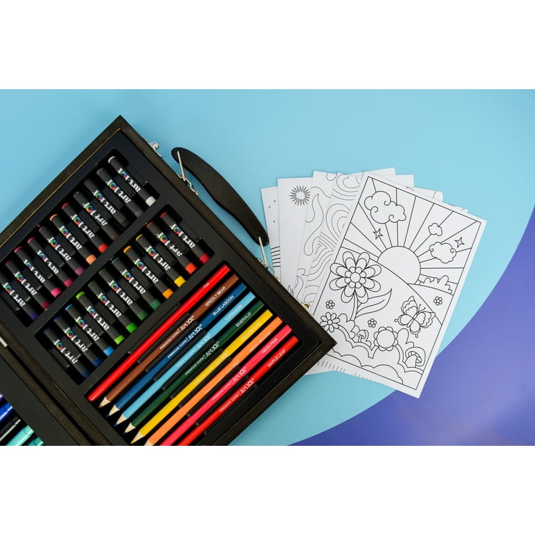 Art 101 Doodle and Color 142 Pc Art Set in a Wood Carrying Case, Includes  24 Premium Colored Review 
