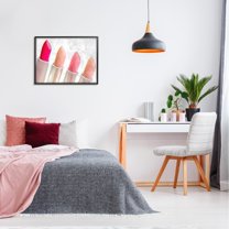 Stupell Industries Stylish Lipstick Assortment Dazzling Glam Makeup Graphic Art Black Framed Art Print Wall Art, Design by Kim Allen