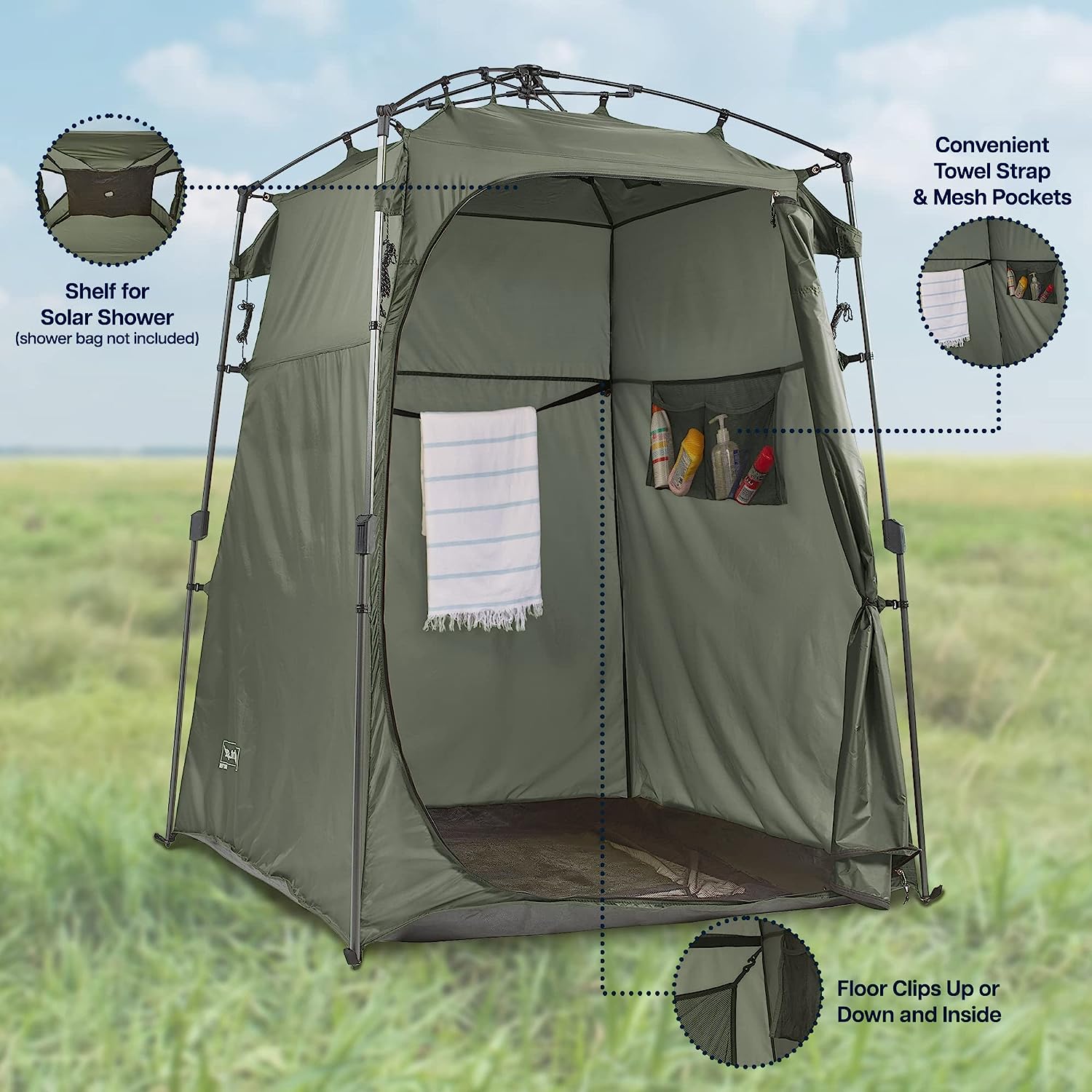 Lightspeed Outdoors Xtra Wide Quick Set Up Privacy Tent, Toilet, Camp Shower, Portable Changing Room - image 3 of 6