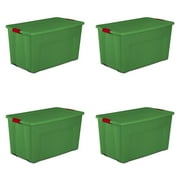 Angle View: Sterilite Plastic 45 Gallon Wheeled Latch Tote Christmas Set of 4
