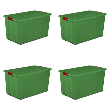 Sterilite Plastic 45 Gallon Wheeled Latch Tote Christmas Set of 4