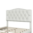 thumbnail image 5 of Beige Linen Full Upholstered Platform Bed: Saddle Curved Headboard, Diamond Tufted Full Beige, 5 of 5